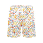 Boho Flowers And Leaves Men's Mid-Length Beach Shorts Men's Mid-Length Beach Shorts Plants Printed Offshore