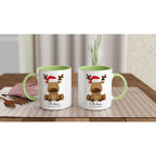 Oh Deer, Christmas Is Here - White 11oz Ceramic Mug with Colour Inside Christmas Colour Mug Christmas Globally Fulfilled