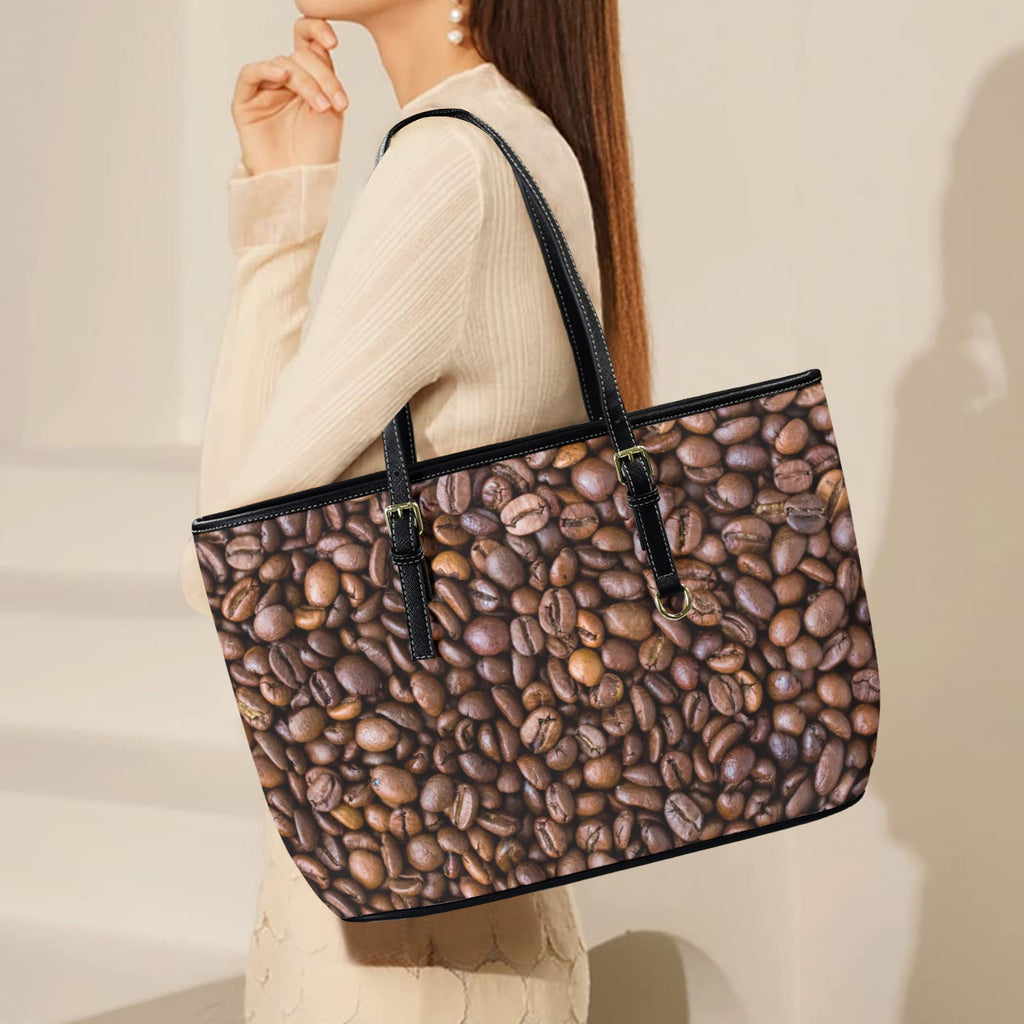 Coffee Beans - Leather Tote Bag-Large
