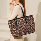 Coffee Beans - Leather Tote Bag-Large