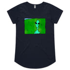 Alien Backing Into Hedge Meme - Womens Scoop Neck T-Shirt Navy Womens Scoop Neck T-shirt Printed In Australia Sci Fi