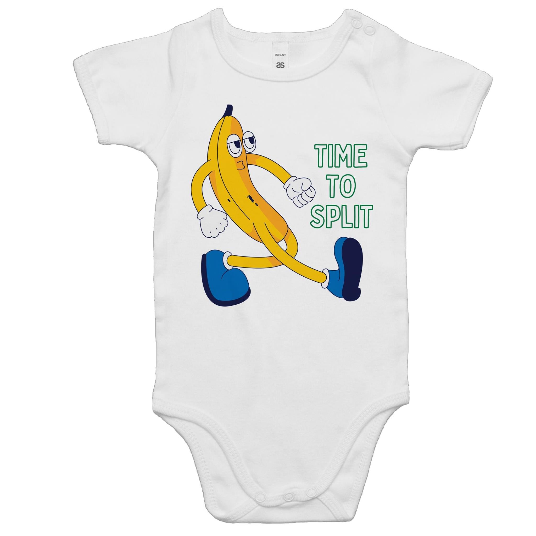 Banana, Time To Split - Baby Bodysuit White Baby Bodysuit Printed In Australia