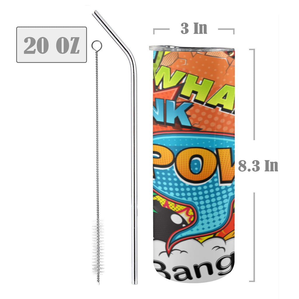 Comic Book 2 20oz Tall Skinny Tumbler with Lid and Straw