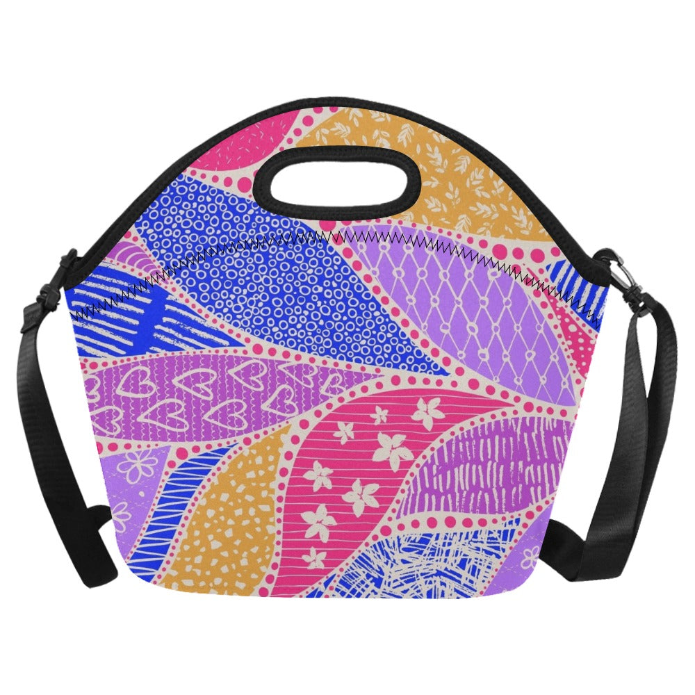 Pink Swirl Neoprene Lunch Bag/Large (Model 1669) One Size Neoprene Lunch Bag Printed Offshore