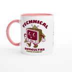 Personalised - Retro TV, Technical Difficulties - White 11oz Ceramic Mug with Colour Inside Ceramic Pink Personalised 11oz Mug customise Globally Fulfilled personalise Retro Tech