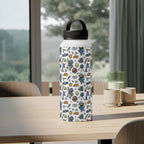 All About Space Stainless Steel Water Bottle, Handle Lid White 32oz Stainless Steel Water Bottle With Handle Lid Globally Fulfilled Space