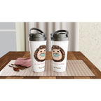 Personalised - Ok, But First Coffee, Hedgehog - White 15oz Stainless Steel Travel Mug Personalised Travel Mug animal Coffee Customise Globally Fulfilled Personalise