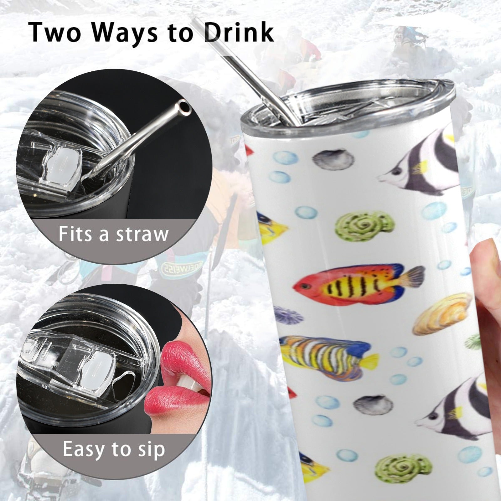 Tropical Fish 20oz Tall Skinny Tumbler with Lid and Straw