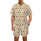 Round Pizzas On White Men's Hawaiian Shirt & Shorts Set Men's Hawaiian Shirt & Shorts Set animal Printed Offshore