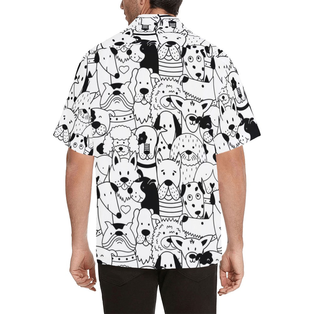 Black And White Dogs - Mens Hawaiian Shirt