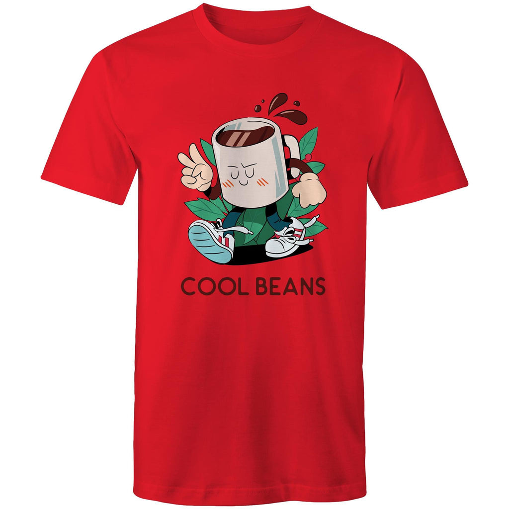 Cool Beans, Coffee - Mens T-Shirt Red Mens T-shirt Coffee Printed In Australia