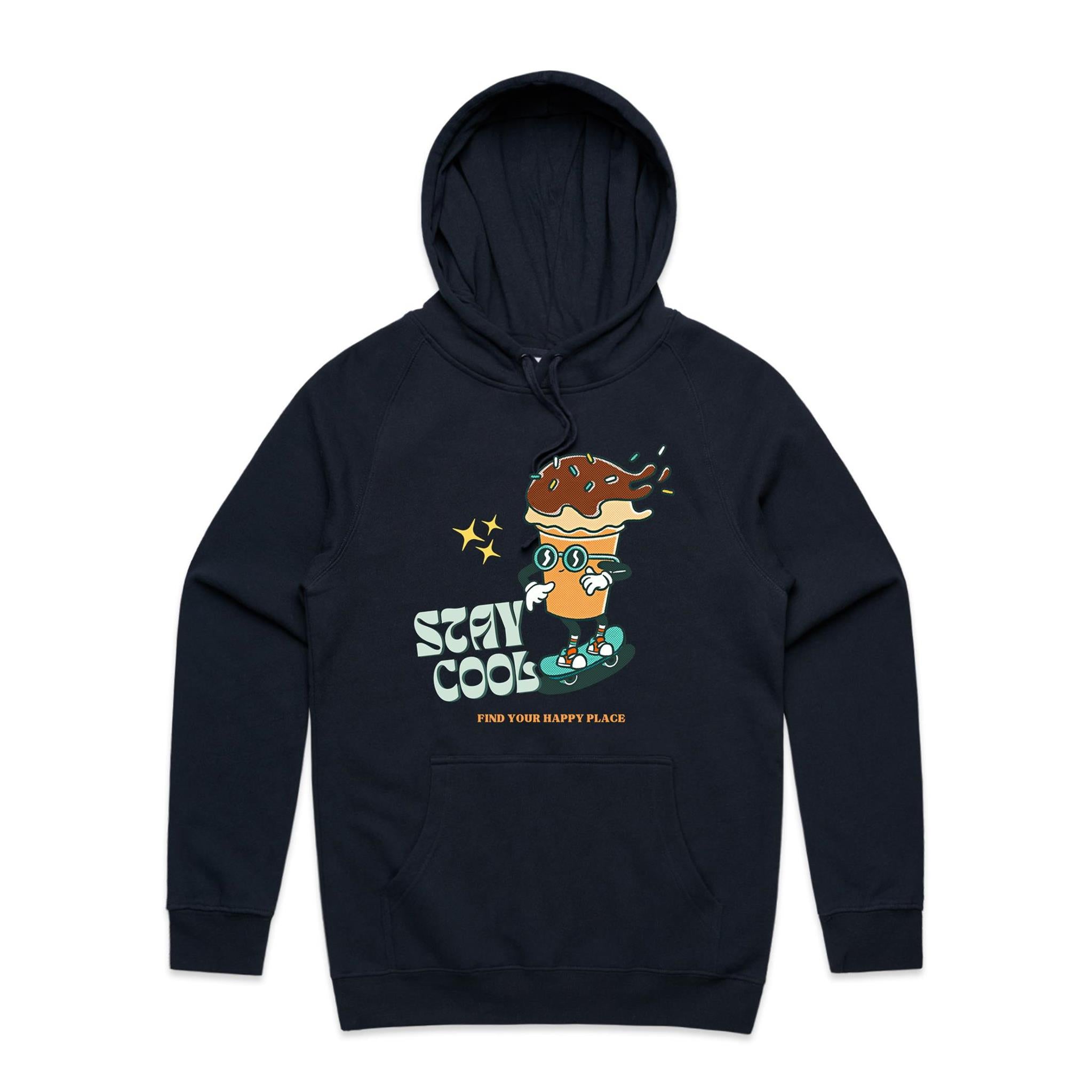 Stay Cool - Mens Hoodie Navy Mens Hoodie Printed In Australia Summer