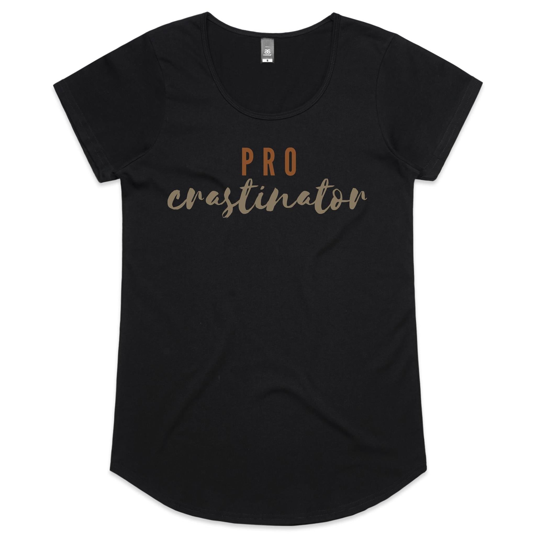 Procrastinator - Womens Scoop Neck T-Shirt Black Womens Scoop Neck T-shirt Printed In Australia