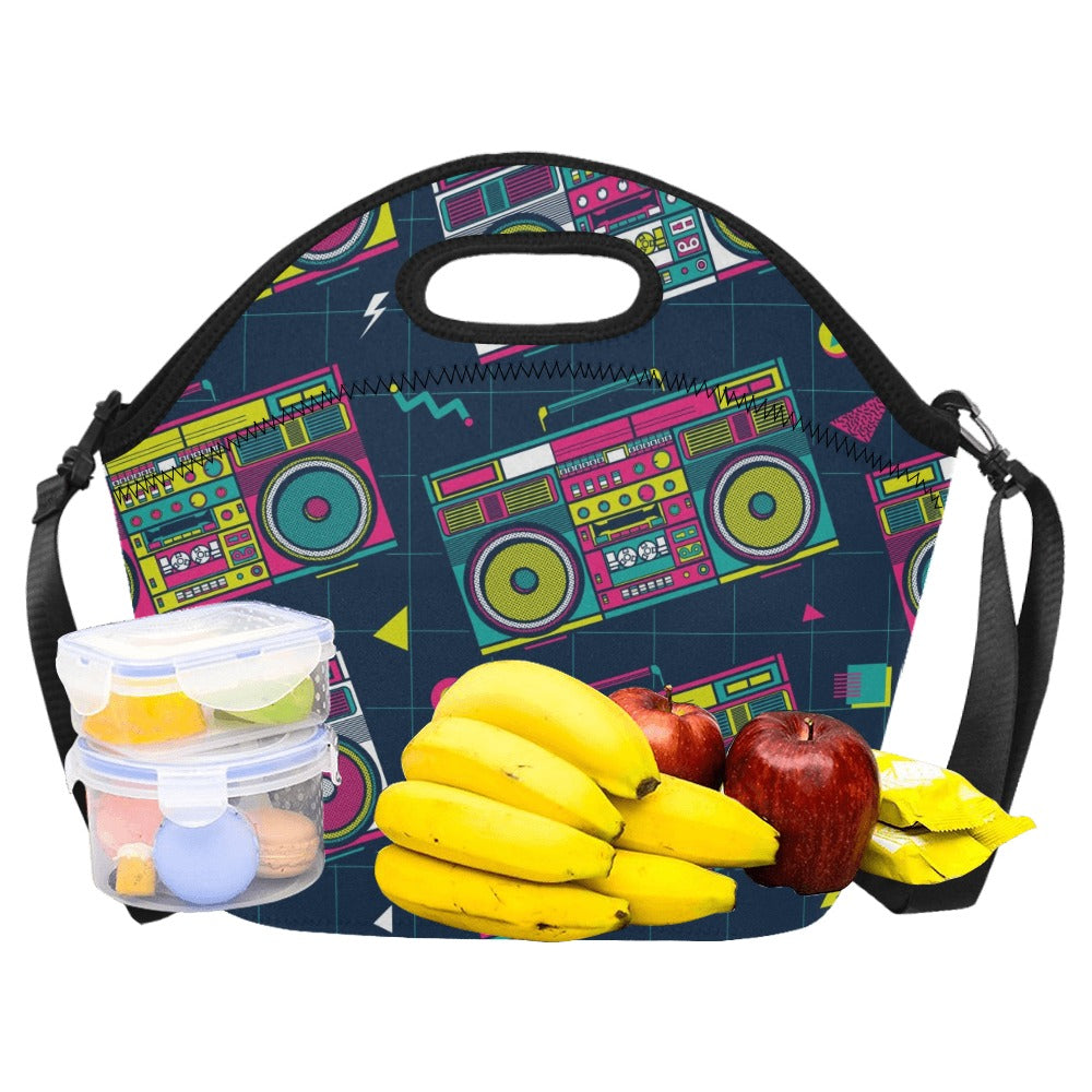 Boombox Neoprene Lunch Bag Neoprene Lunch Bag Music Printed Offshore Retro