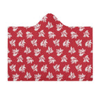 Retro Red Hawaiian Foliage Kids Hooded Blanket 100cm x 130cm Kids Hooded Blanket Plants Printed Offshore Surf