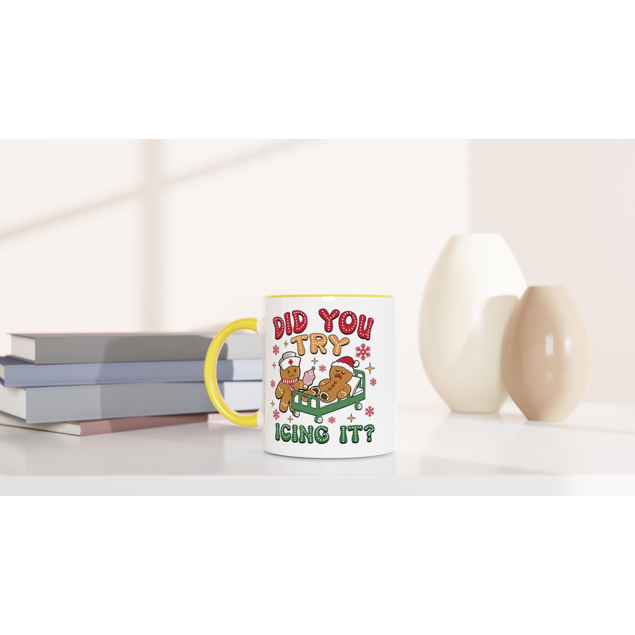 Gingerbread, Did You Try Icing It White 11oz Ceramic Mug with Colour Inside Christmas Colour Mug Christmas Globally Fulfilled