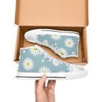 Flowers On Blue - Women's High Top Canvas Shoes