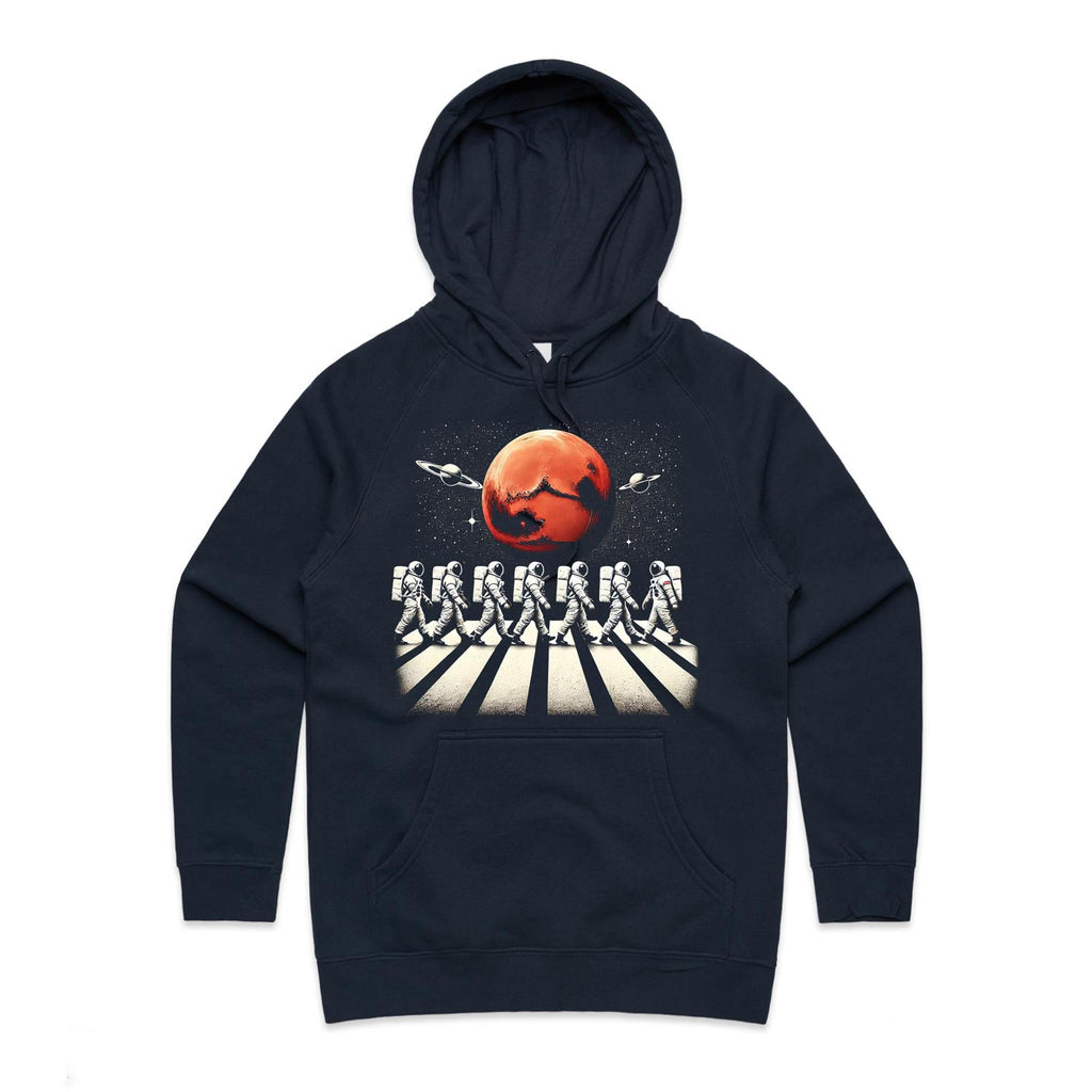 Astronaut Zebra Crossing In Space - Womens Hoodie Navy Womens Hoodie Printed In Australia Space