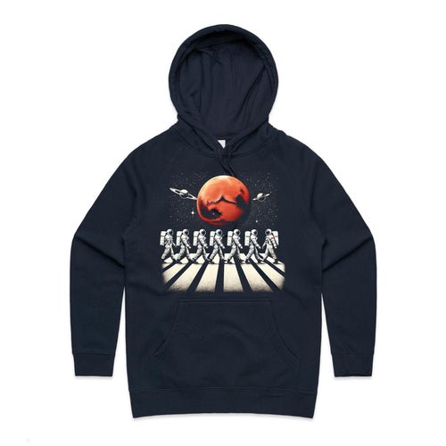 Astronaut Zebra Crossing In Space - Womens Hoodie Navy Womens Hoodie Printed In Australia Space