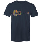 Guitar Reflection In Colour - Mens T-Shirt Navy Mens T-shirt Music Printed In Australia