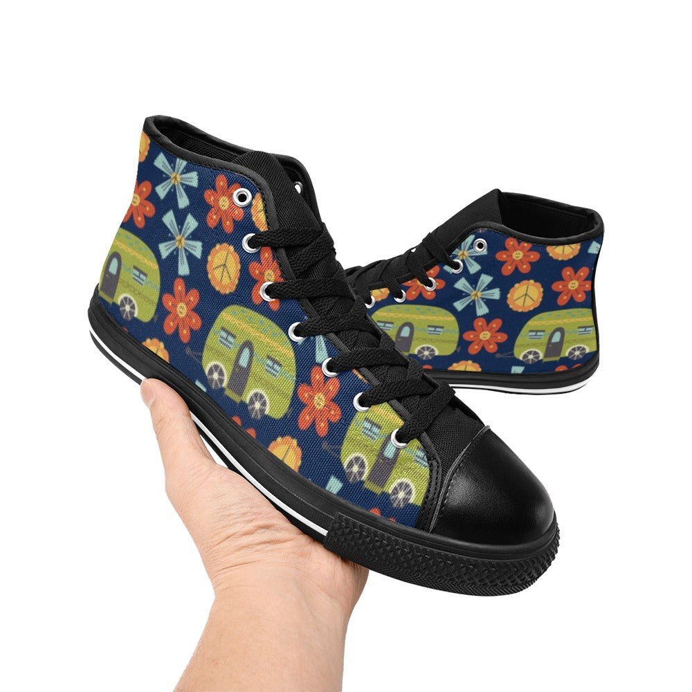 Hippie Caravan - Kids High Top Canvas Shoes
