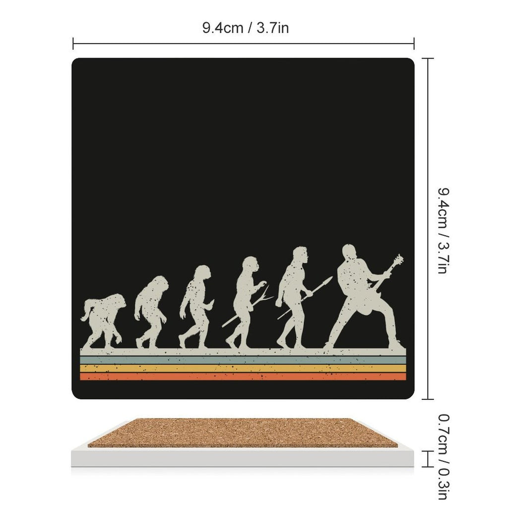 Guitarist Evolution - Ceramic Coasters (Square) Ceramic Coasters Music Printed Offshore