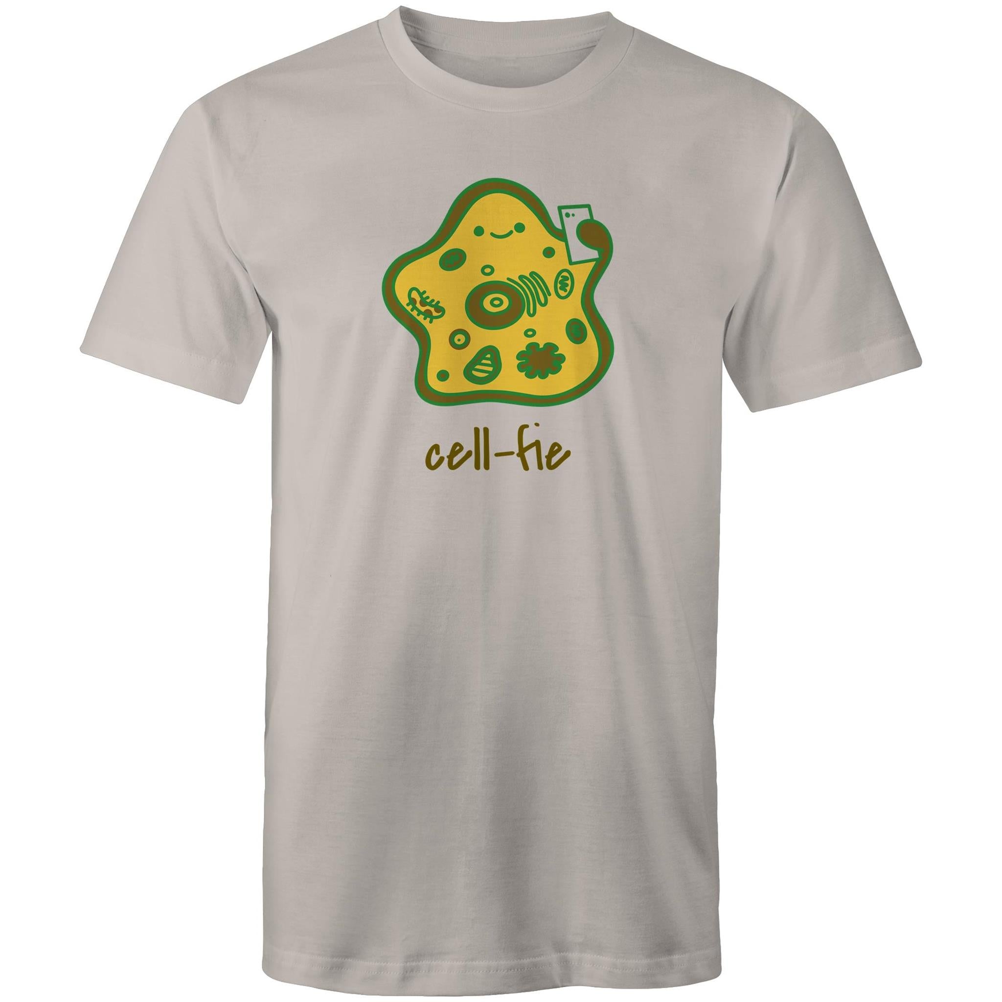 Cell-fie, Cell, Selfie - Mens T-Shirt Light Grey Mens T-shirt Printed In Australia Science