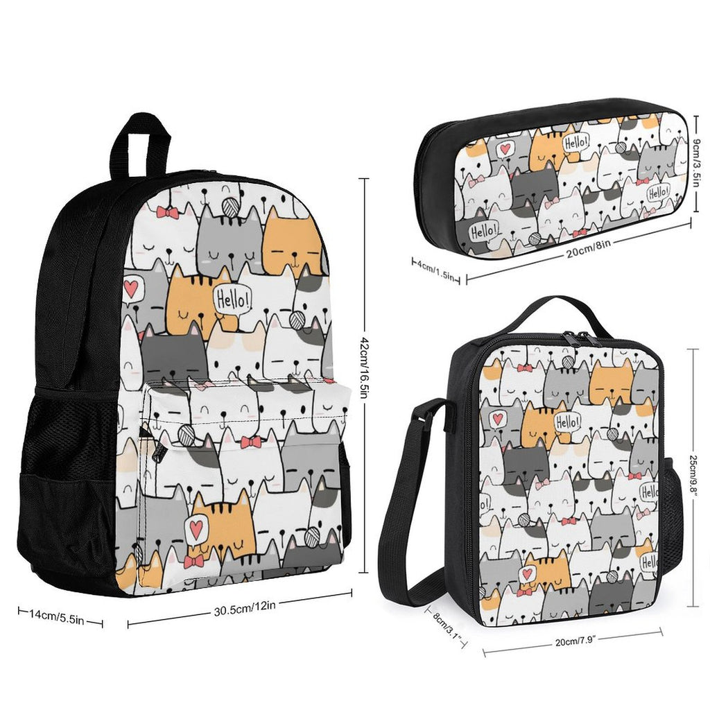 Cat Hello - Three Piece Backpack Set