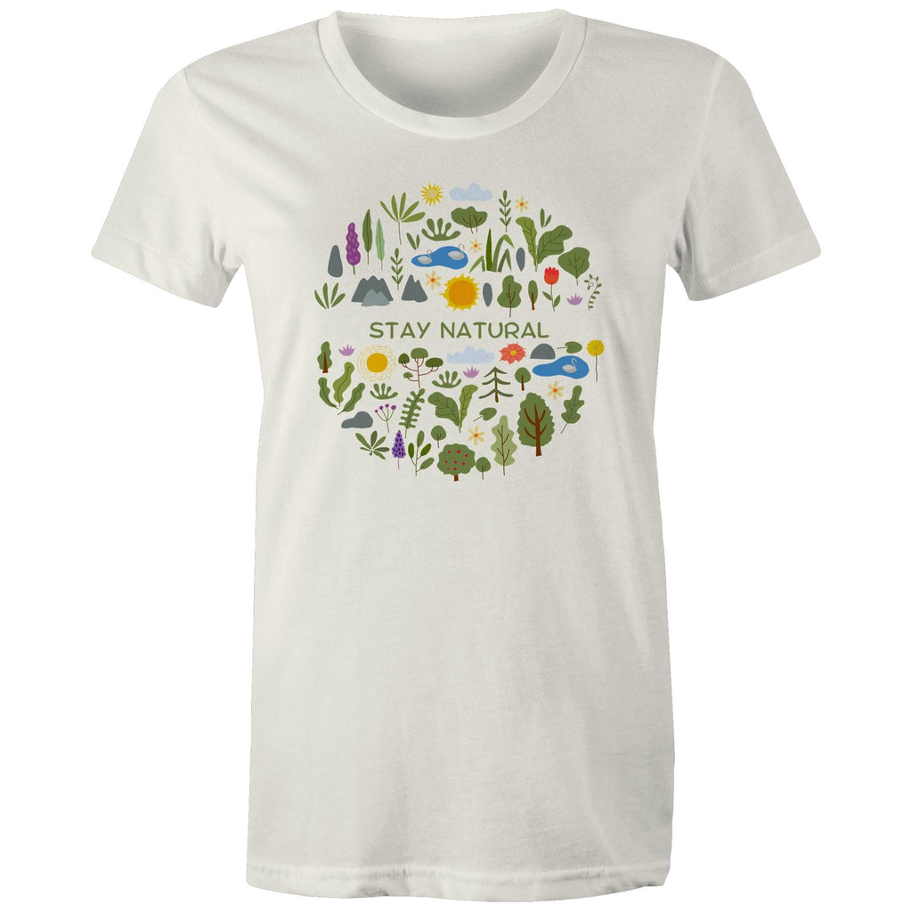 Stay Natural - Womens T-shirt Natural Womens T-shirt Plants Printed In Australia