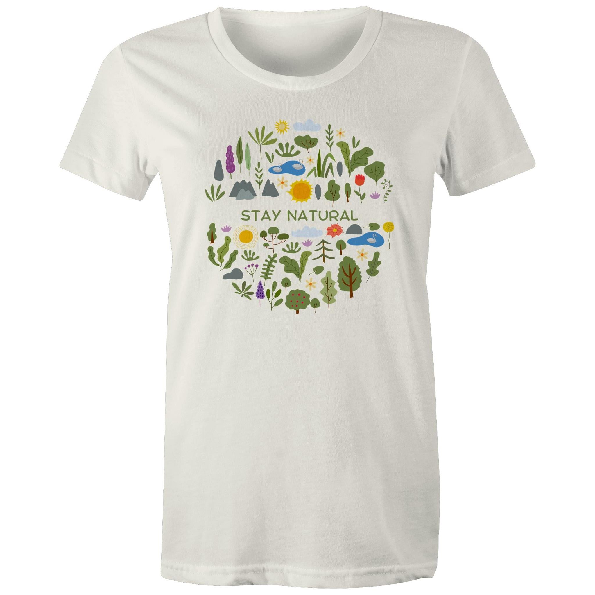 Stay Natural - Womens T-shirt Natural Womens T-shirt Plants Printed In Australia