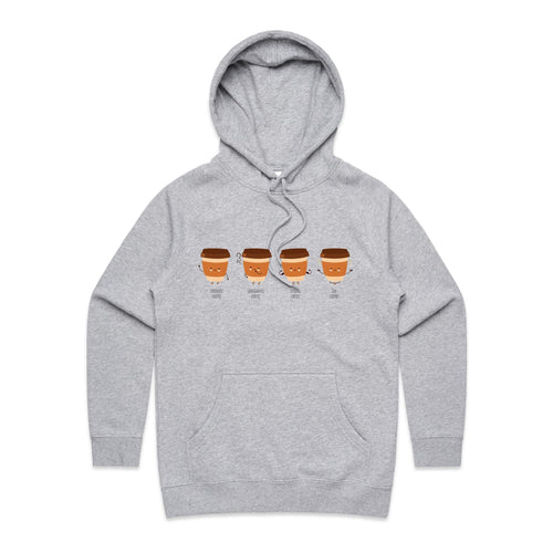All The Coffee - Womens Hoodie Grey Marle Womens Hoodie Coffee Printed In Australia