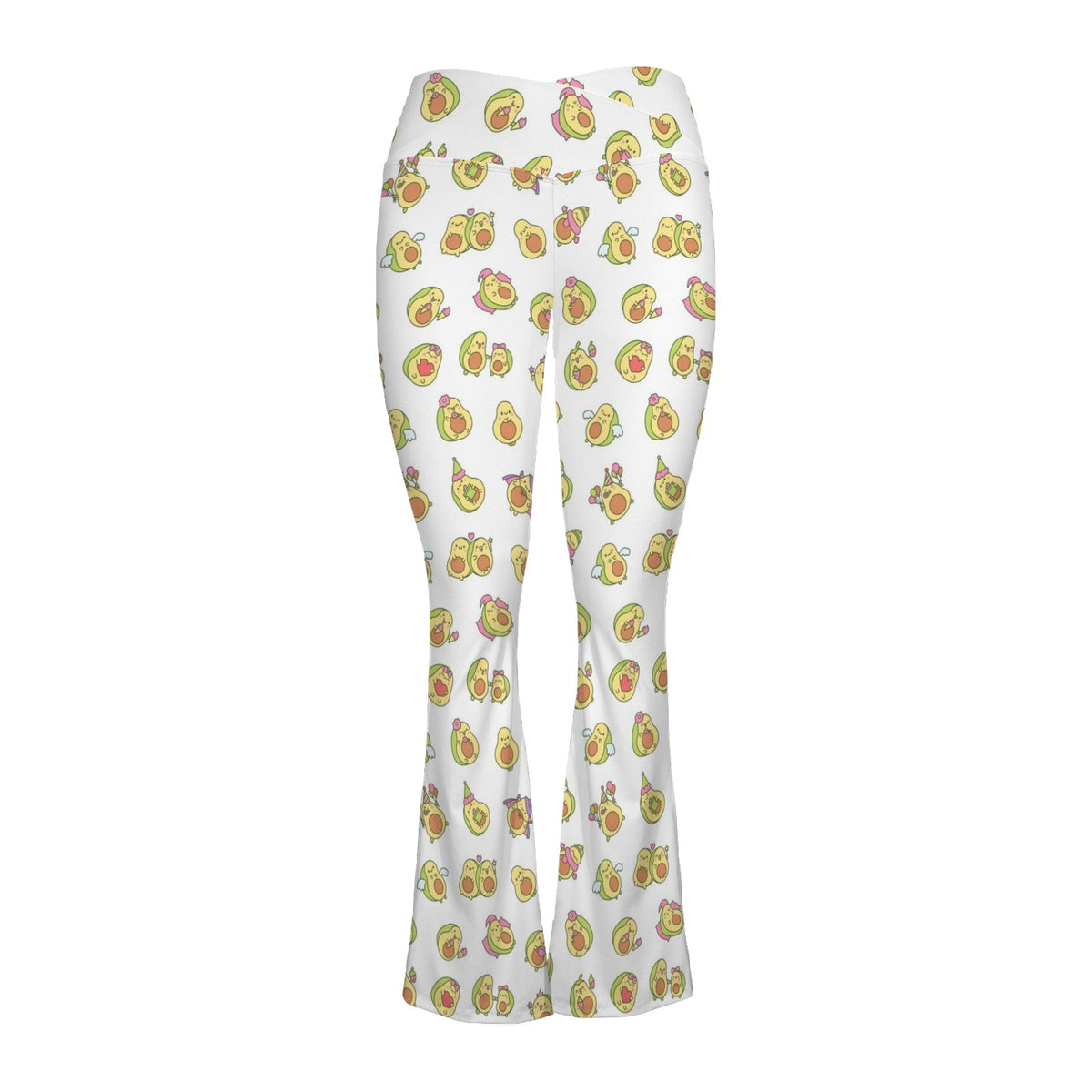 Avocado Cute High Waist Crossover Tummy Control Flare Leggings