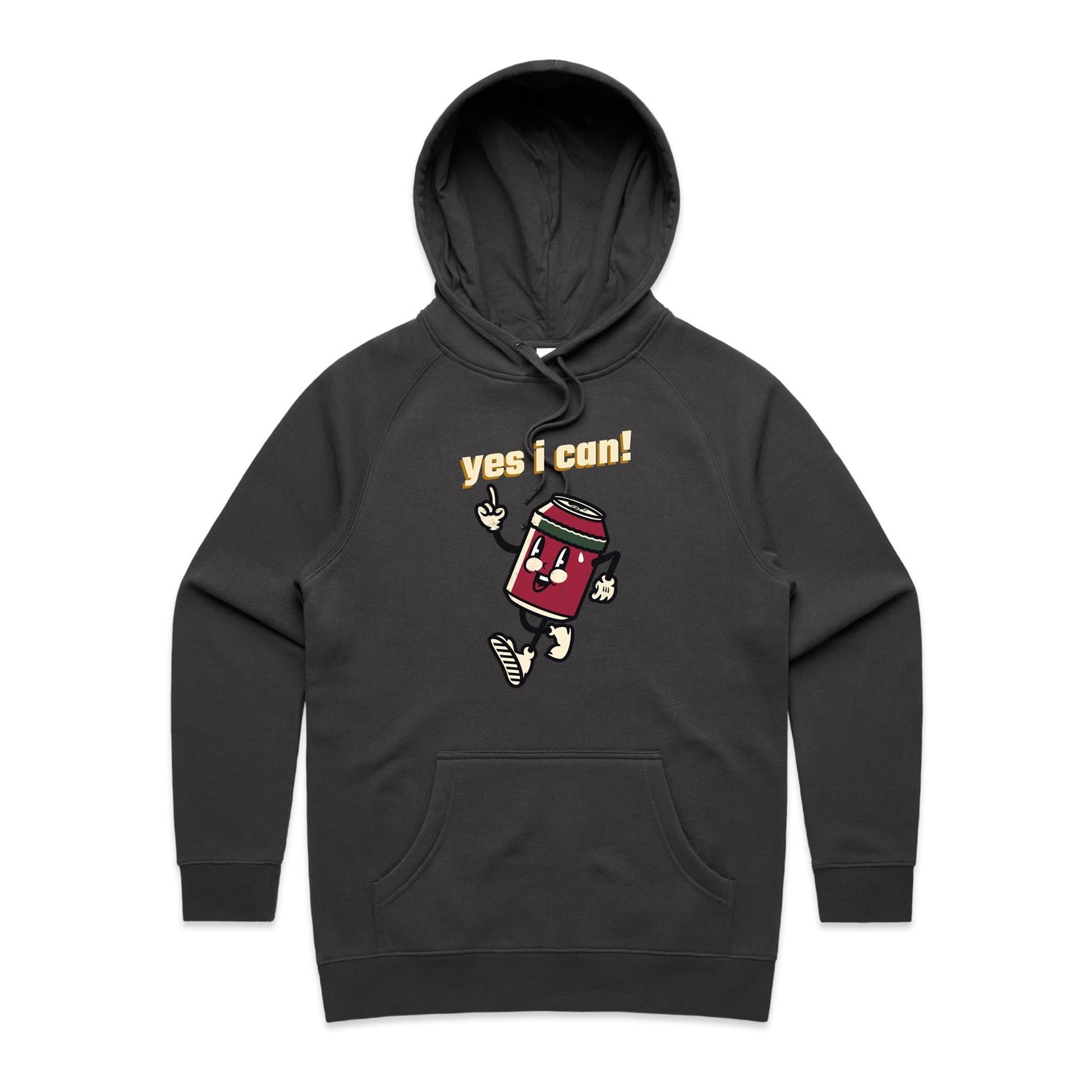 Yes I Can - Womens Hoodie Coal Womens Hoodie Positivity Printed In Australia
