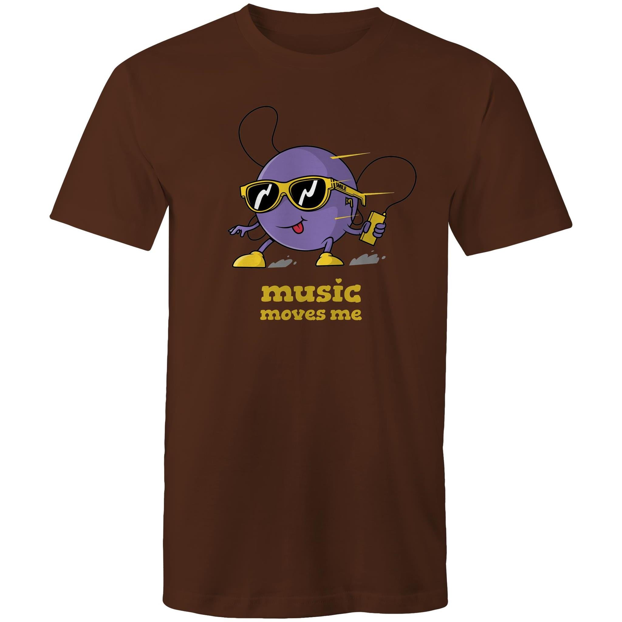 Music Moves Me - Mens T-Shirt Dark Chocolate Mens T-shirt Music Printed In Australia