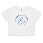 Bloomin' Marvellous Women's AS Colour Crop Tee White Printed In Australia