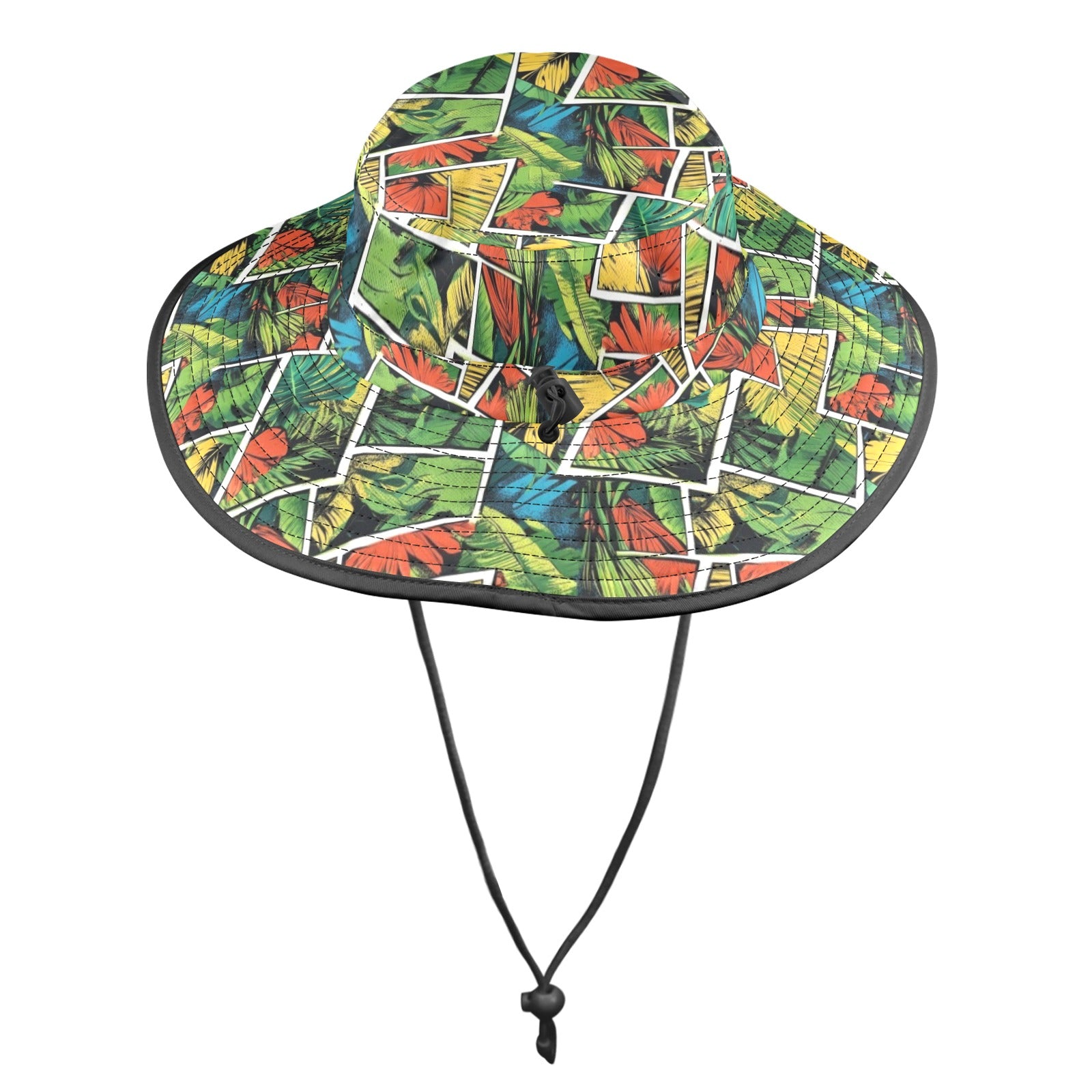 Tropical Comic Book Style Wide Brim Bucket Hat Wide Brim Bucket Hat comic Plants Printed Offshore