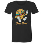 Fast Food, Hamburger - Womens T-shirt Black Womens T-shirt Food Printed In Australia