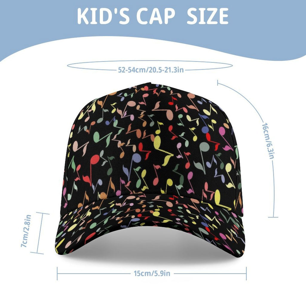 Colourful Music Notes Kids Baseball Cap