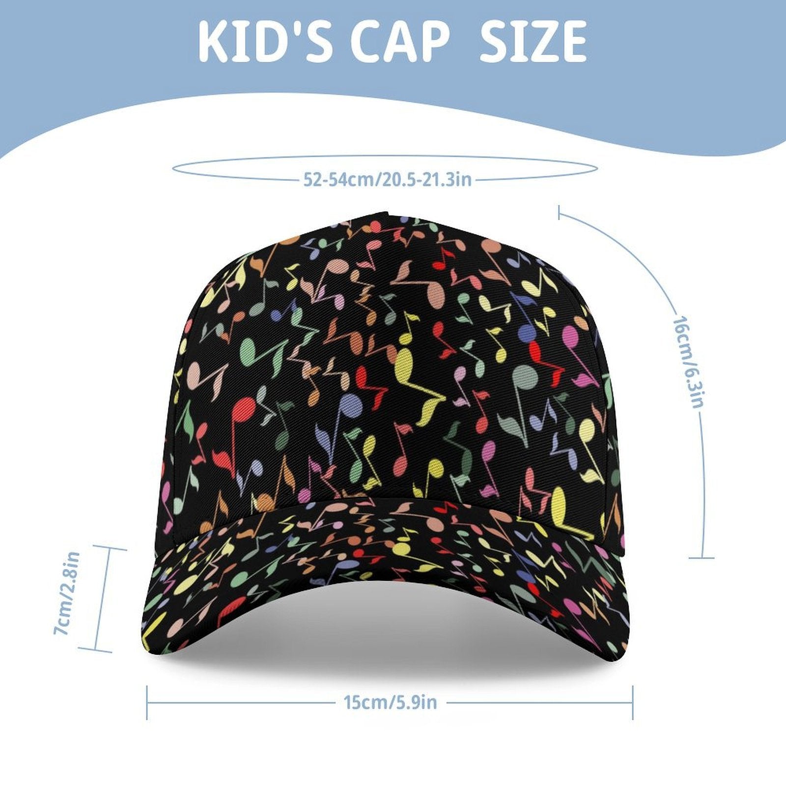Colourful Music Notes Kids Baseball Cap