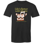 Life's Better With Music - Mens T-Shirt Black Mens T-shirt Music Printed In Australia