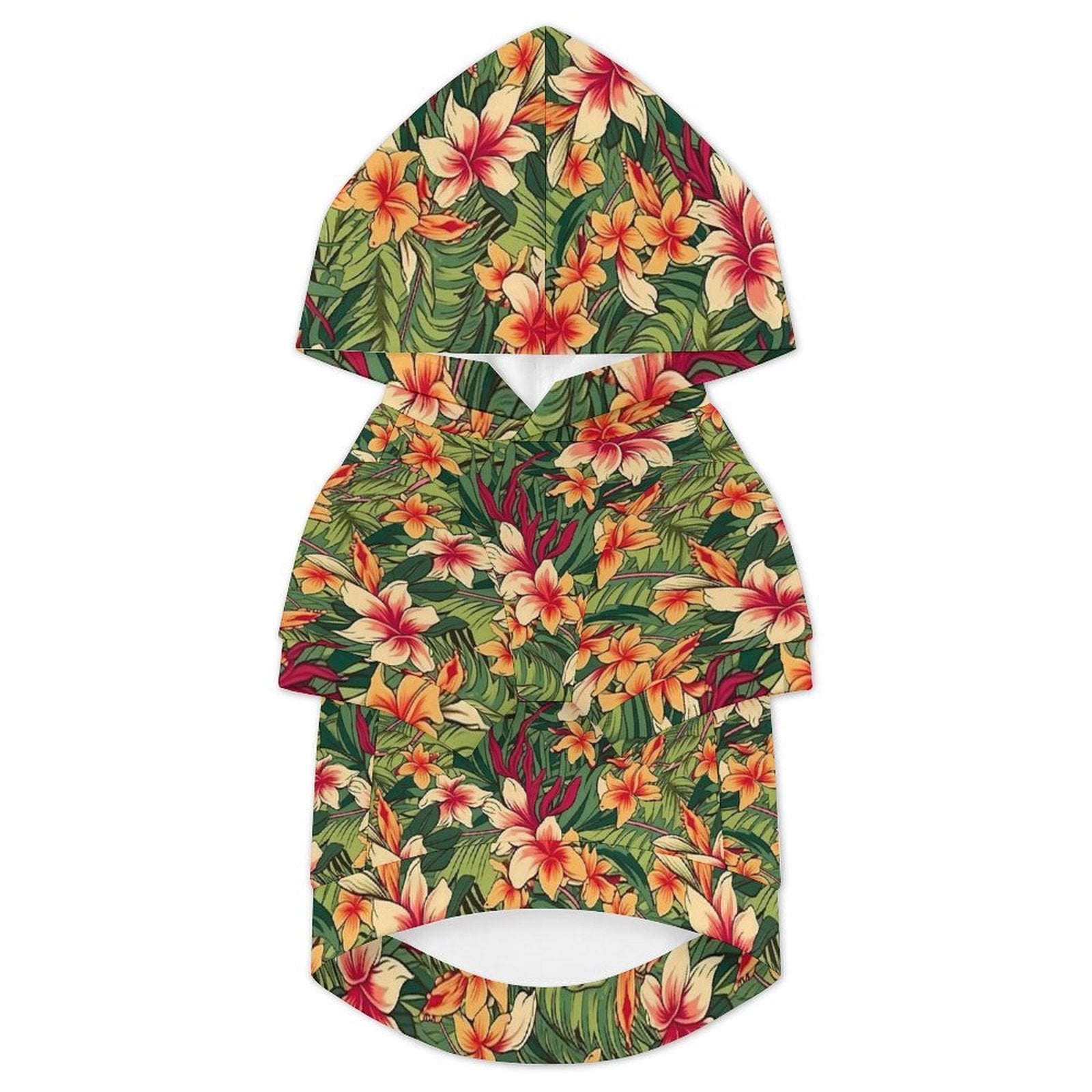 Retro Hawaiian Floral Pet Hoodie (Large Size)