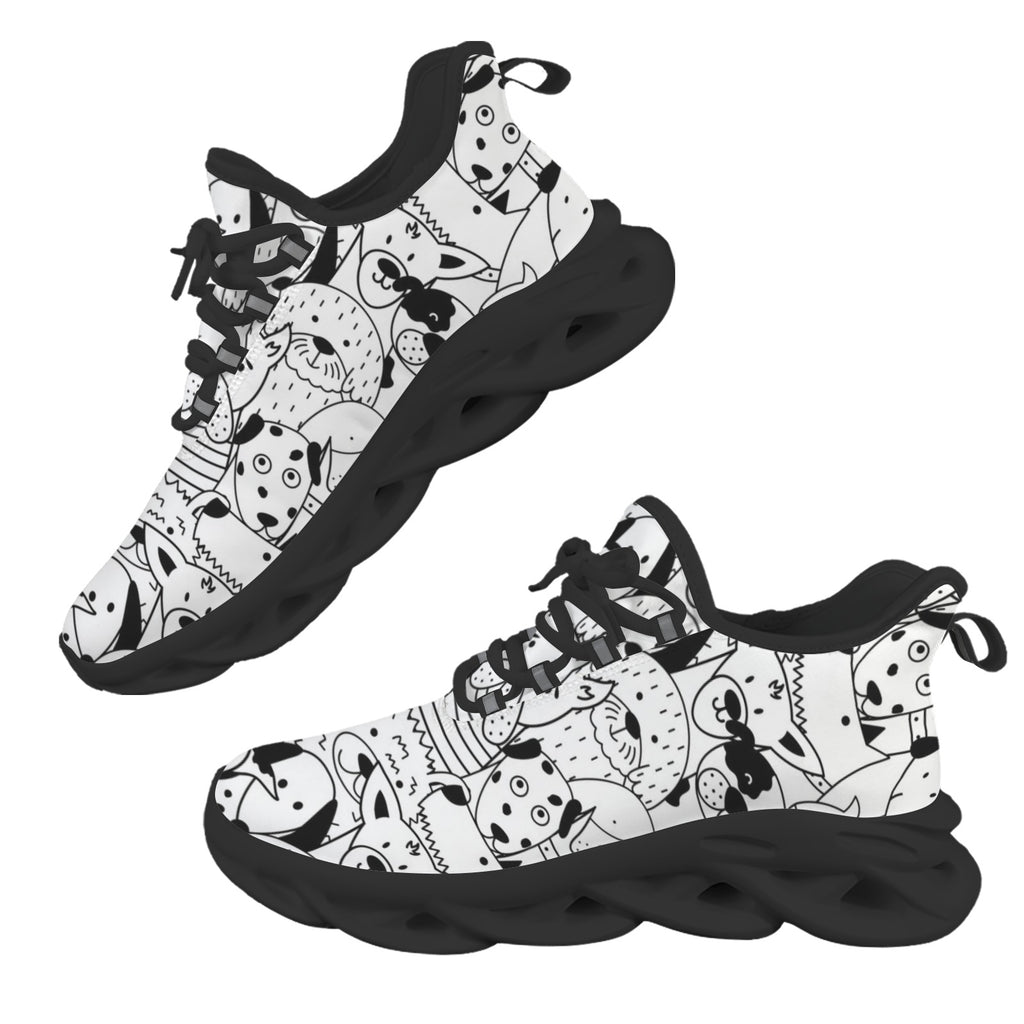 Black And White Dogs Women's Twisted Sole Sneakers