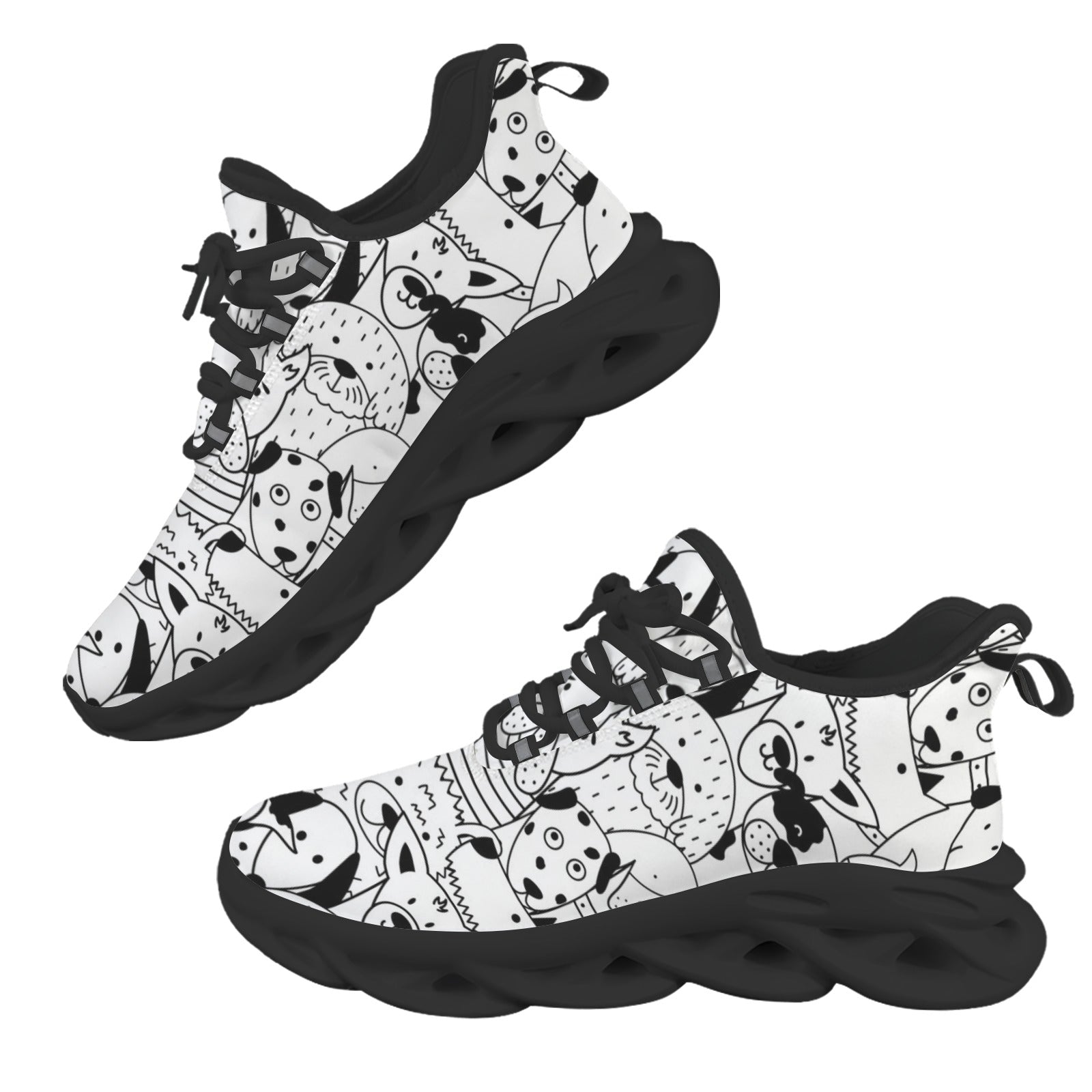 Black And White Dogs Women's Twisted Sole Sneakers