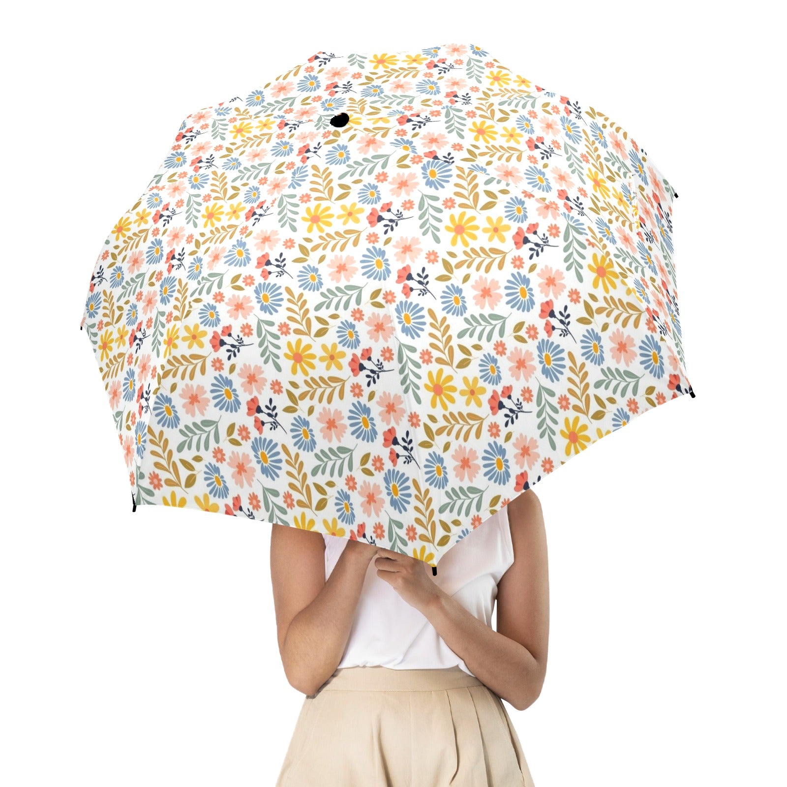 Boho Flowers And Leaves Umbrella Umbrella Plants Printed Offshore