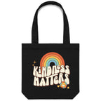 Kindness Matters - Canvas Tote Bag Black One Size Tote Bag Kindness Positivity Printed In Australia Retro