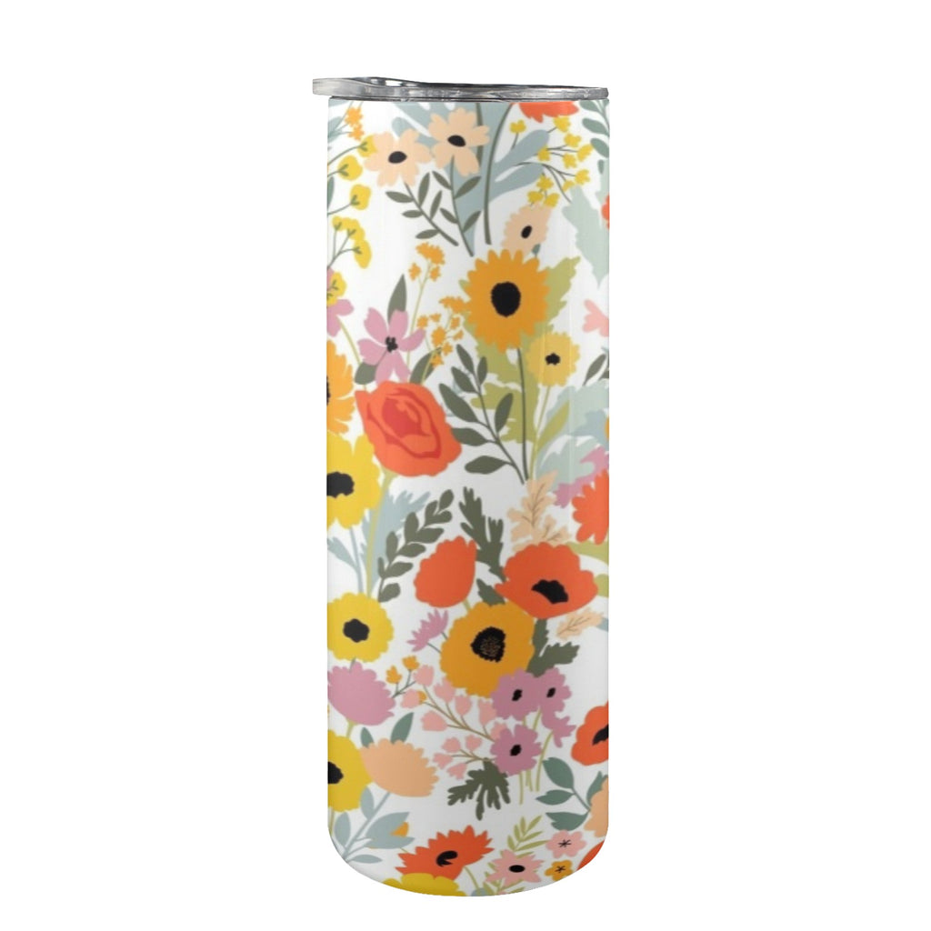 Fun Floral - 20oz Tall Skinny Tumbler with Lid and Straw