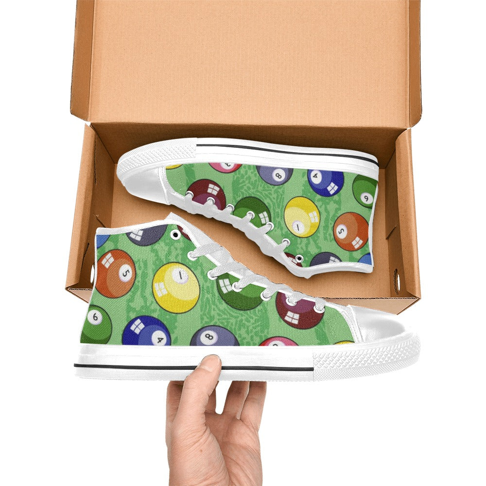 Pool Balls - Kids High Top Canvas Shoes