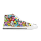 Happy Monsters Women's High Top Canvas Shoes Womens Classic High Top Shoes Printed Offshore Sci Fi
