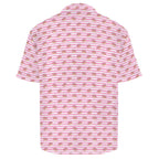 Pink Donut Stripes Men's Crinkle Hawaiian Shirt