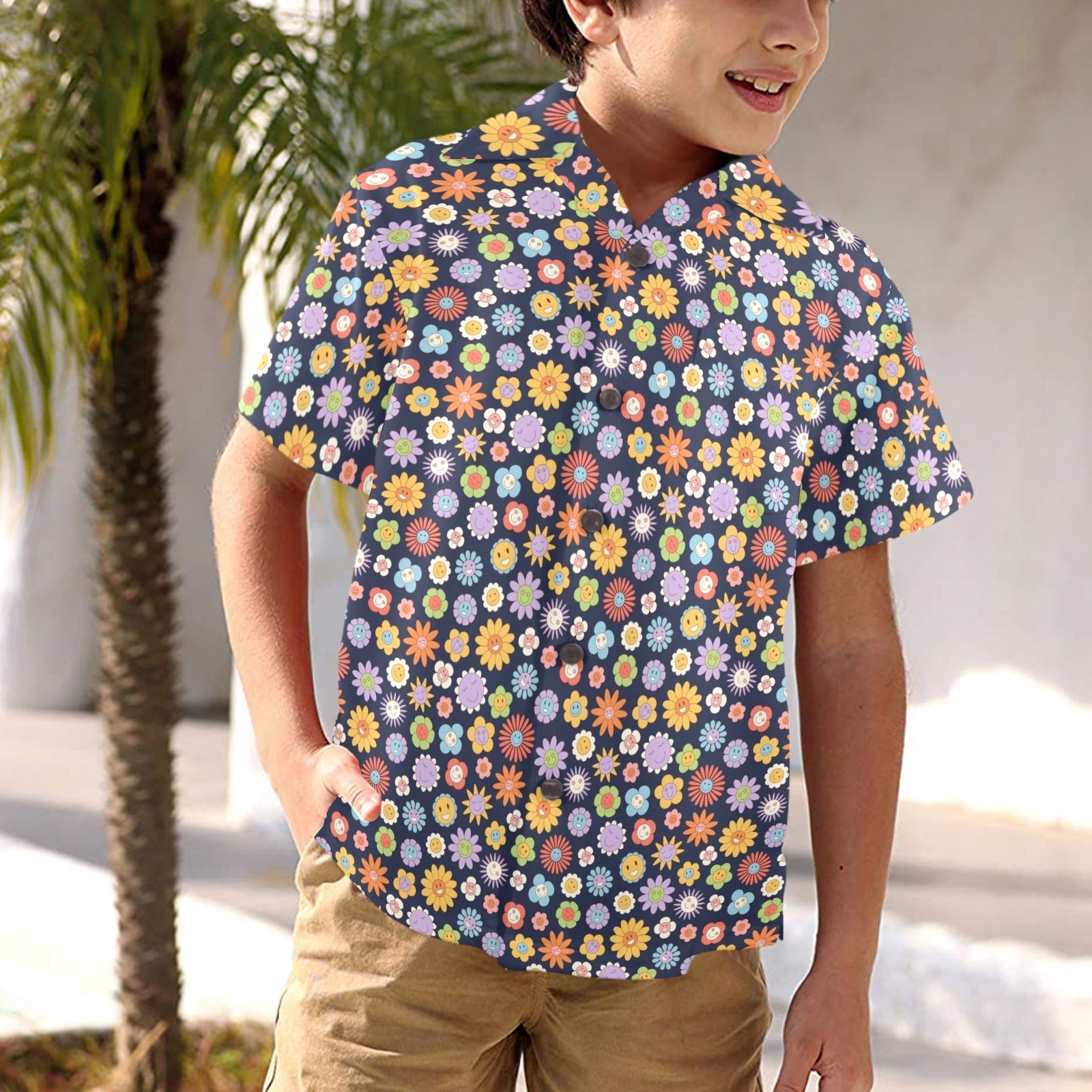 Groovy Flowers Junior Kids Hawaiian Shirt